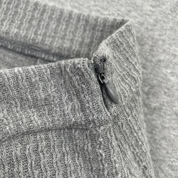 Halogen Maxi Skirt Womens L Gray Rib Sweater Knit Minimalist Capsule Side Slits - Picture 10 of 12